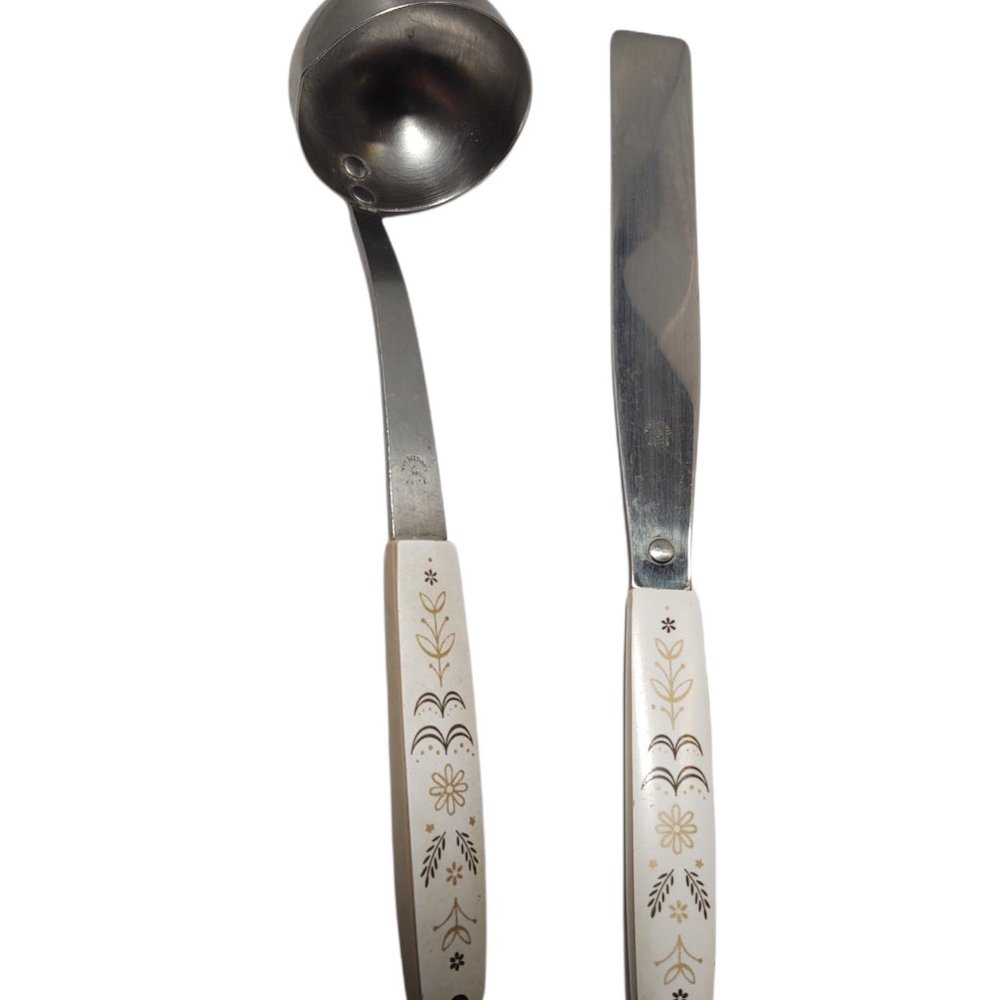 Vintage FLINT Arrowhead Harvest Wheat Kitchen Utensils Ladle 9.5" Spreader 10.5"
